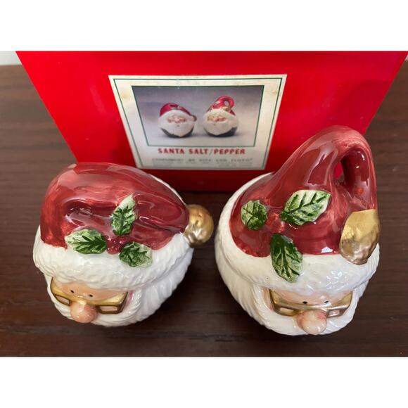Vintage Fitz & Floyd Omnibus Santa Salt and Pepper Shakers, Christmas Tableware - Picture 3 of 8